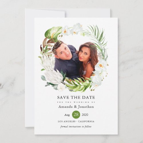 Lush Paradise Tropical Wedding Photo Save The Date