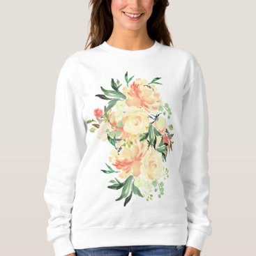 Lush Peach and Cream Rose Bouquet Sweatshirt