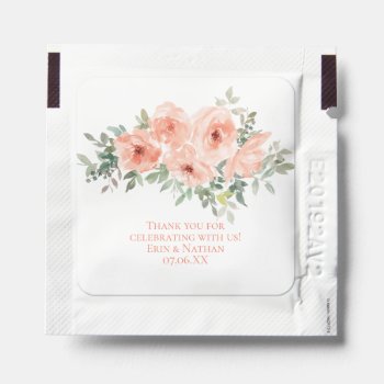 Lush Peach Watercolor Roses Wedding Favors Hand Sanitizer Packet by dmboyce at Zazzle
