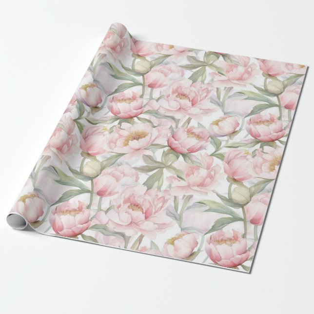  lush peony on a gentle backgroun   Wrapping Paper (Unrolled)