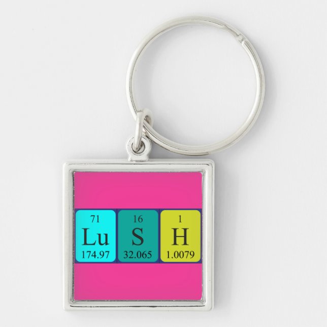 Lush periodic table word keyring (Front)