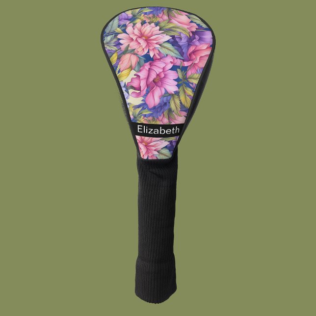 Lush Pink and Purple Flowers Personalized Golf Head Cover (Creator Uploaded)