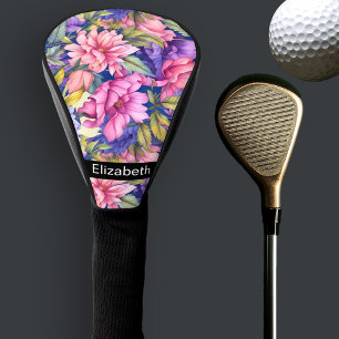 Lush Pink and Purple Flowers Personalized Golf Head Cover