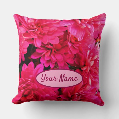 Lush Pink Chrysanthemums Mums Flowers Custom Throw Pillow