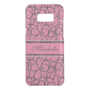 Lush Pink Lilies with black outline, pink glitter Uncommon Samsung Galaxy S8+ Case