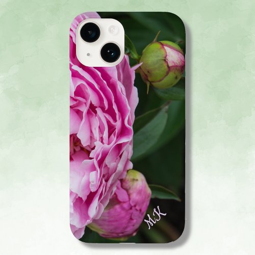 Lush Pink Peonies Monogram Case_Mate iPhone Case