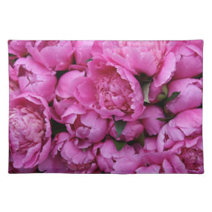 Lush Pink Peony Flowers Cloth Placemat