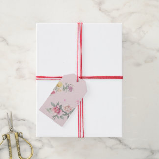 lush Pink Watercolor Rose Floral Gift Tags