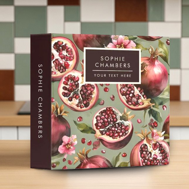 Lush Pomegranate Fruit and Flowers Pattern 3 Ring Binder (Creator Uploaded)