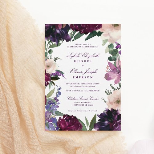 Lush Purple Flowers  Romantic Bridal Shower  Invitation