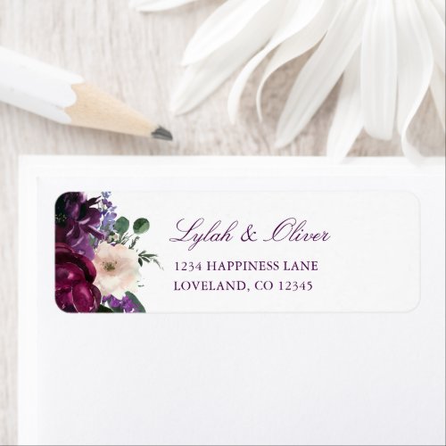 Lush Purple Flowers  Romantic Return Address Labe Label