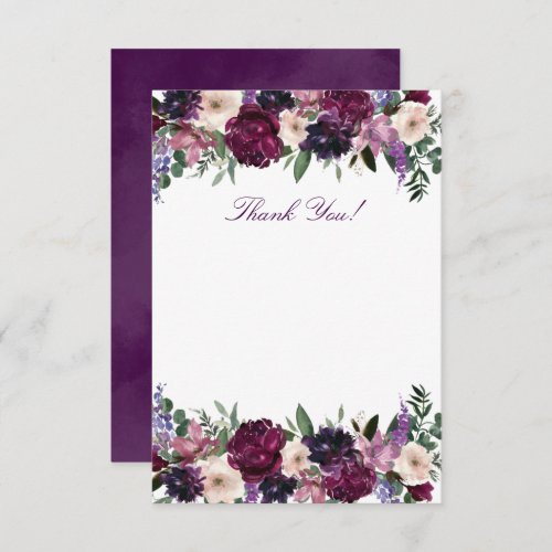 Lush Purple Flowers  Romantic Thank You Cards