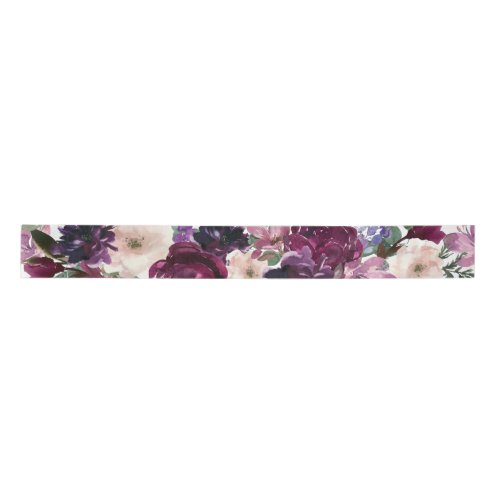 Lush Purple Flowers  Romantic Watercolor Floral Satin Ribbon