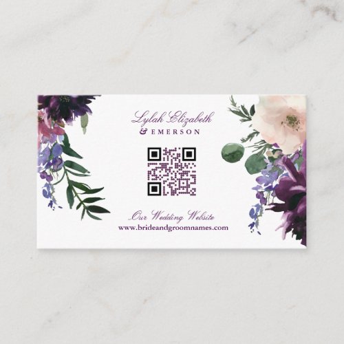 Lush Purple Flowers  Romantic Wedding Enclosure Card