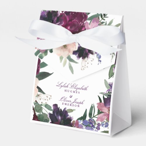 Lush Purple Flowers  Romantic Wedding Favor Boxes