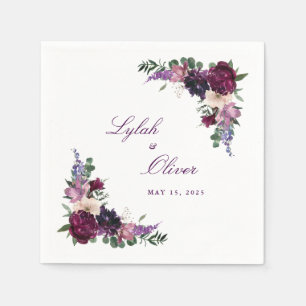 Lush Purple Flowers Romantic Wedding Napkins