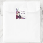 Lush Purple Flowers | Romantic Wedding Square Sticker<br><div class="desc">Watercolor flowers in shades of rich burgundy,  gentle lilac,  deep eggplant purple and pinkish orchid pair with modern green botanicals such as ferns and eucalyptus in these romantic,  elegant boho wedding stickers.</div>