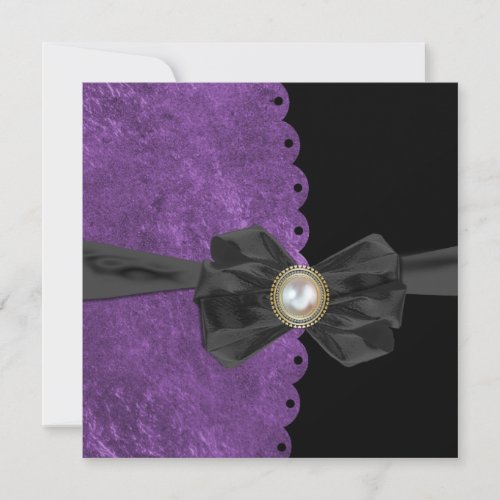 Lush Purple Scallop with Bow  Wedding Invitations
