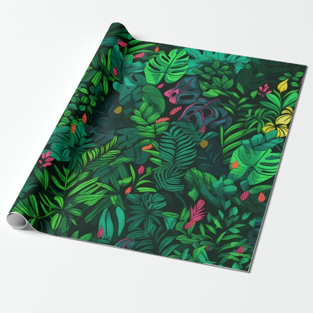 Lush Rainforest Wrapping Paper (Unrolled)