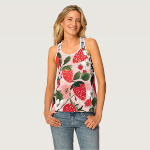 Lush Red Berries and Blossoms Tank Top