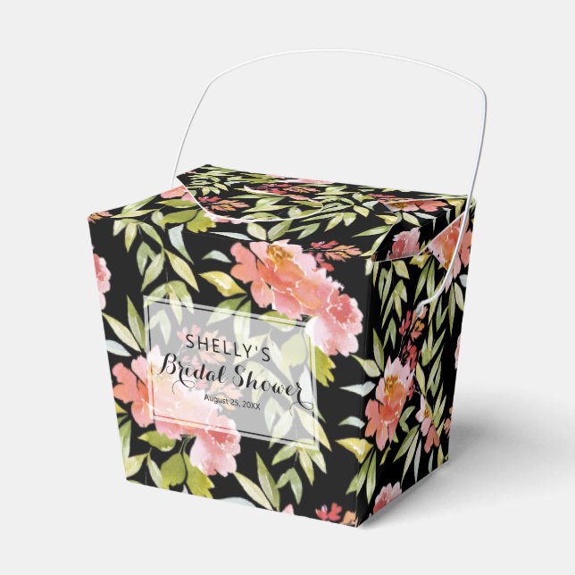 Lush Red Floral Greenery Bridal Shower Favor Boxes (Front Side)