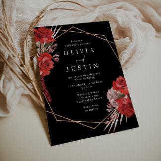 Lush Red Roses Romantic Wedding  Invitation