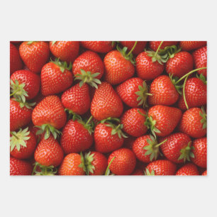 Lush, Ripe Strawberry Field Close-up Pattern Wrapping Paper Sheets