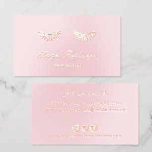 Lush Rose Gold Foil Lashes Pink Business Cards