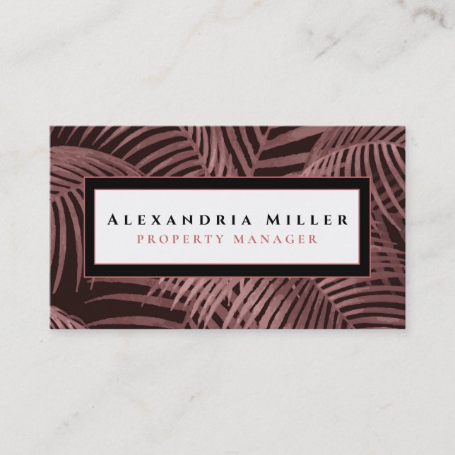 Lush Rose Pink Tropical Palm Leaves Business Card (Front)