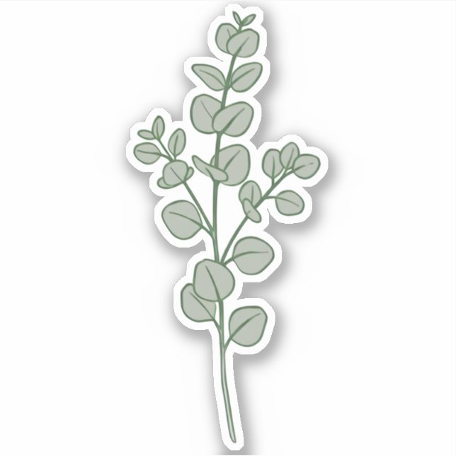Lush Sage Green Eucalyptus Botanical Aesthetic Sticker (Front)
