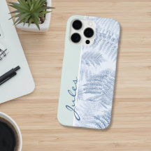 Lush Serene Blue Ferns on Green