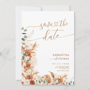 Lush Terracotta Floral Boho Chic Wedding Save The Date