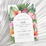 Lush Tropical Floral 50th Birthday Party and Luau Invitation<br><div class="desc">A beautifully lush tropical 50th Birthday Party design with colorful watercolor floral elements that include hibiscus blooms, ginger flowers and a variety of tropical foliage surrounding a stylish arched frame. The looks is vibrant and alive and sets the tone for your celebration in aloha style. A trendy arched frame inset...</div>