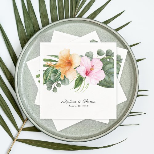 Lush Tropical Floral Beach Luau Wedding Napkins