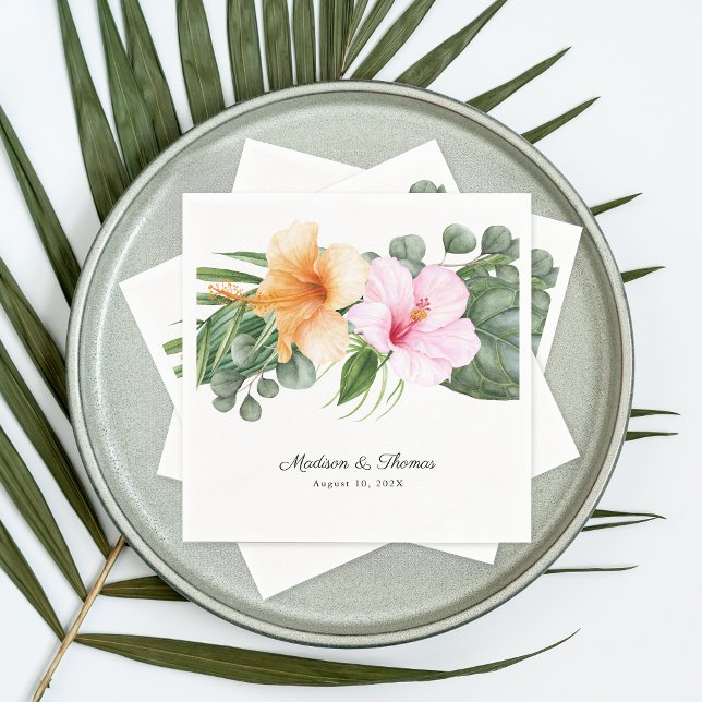 Lush Tropical Floral Beach Luau Wedding Napkins (Creator Uploaded)