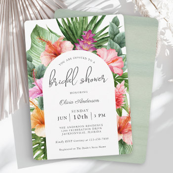 Lush Tropical Floral Bridal Shower And Luau Invitation by DancingPelican at Zazzle