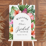 Lush Tropical Floral Bridal Shower Welcome Foam Board<br><div class="desc">A beautifully lush tropical Bridal Shower welcome sign with colorful watercolor floral elements that include hibiscus blooms, ginger flowers and a variety of tropical foliage. The looks is vibrant and alive and sets the tone for your celebration in aloha style. A trendy arched frame inset surrounding your text adds a...</div>