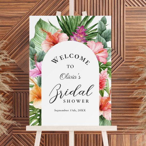 Lush Tropical Floral Bridal Shower Welcome Foam Board