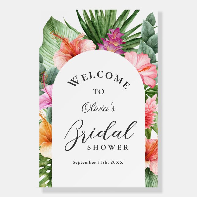 Lush Tropical Floral Bridal Shower Welcome Poster (Front)