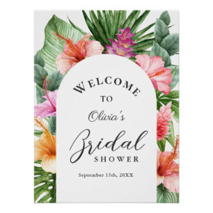 Lush Tropical Floral Bridal Shower Welcome Poster