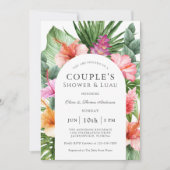 Lush Tropical Floral Couple's Shower and Luau Invitation (Front)