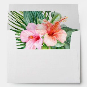 Lush Tropical Floral Watercolor with Address Envelope