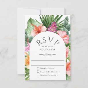 Lush Tropical Floral Wedding RSVP Card
