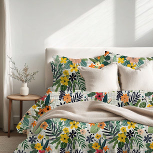 Lush Tropical Garden Botanical Duvet Cover