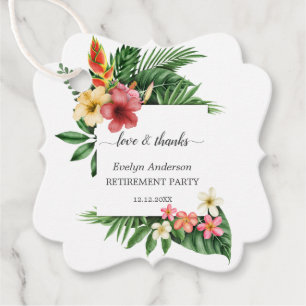 Lush Tropical Garden Floral Bloom Retirement Party Favor Tags