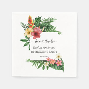 Lush Tropical Garden Flowers Bloom Retirement Napkins