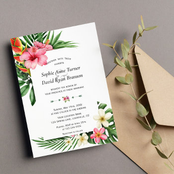 Lush Tropical Garden Flowers Bloom Wedding Invitation by Go4Wedding at Zazzle