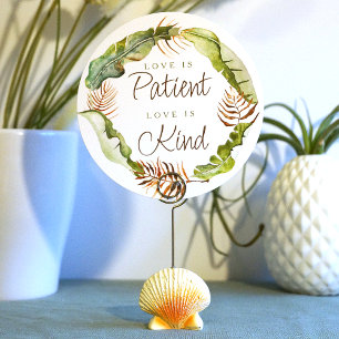 Lush Tropical Green Leaves Love is Patient Sign Invitation