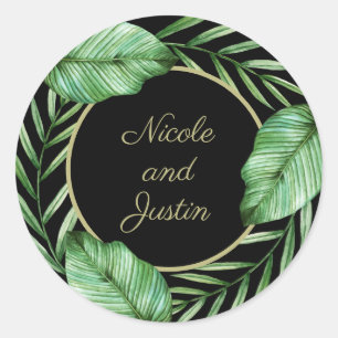 Lush Tropical Greenery Botanical Classic Round Sticker