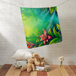 Lush Tropical Jungle Oasis Design Baby Blanket